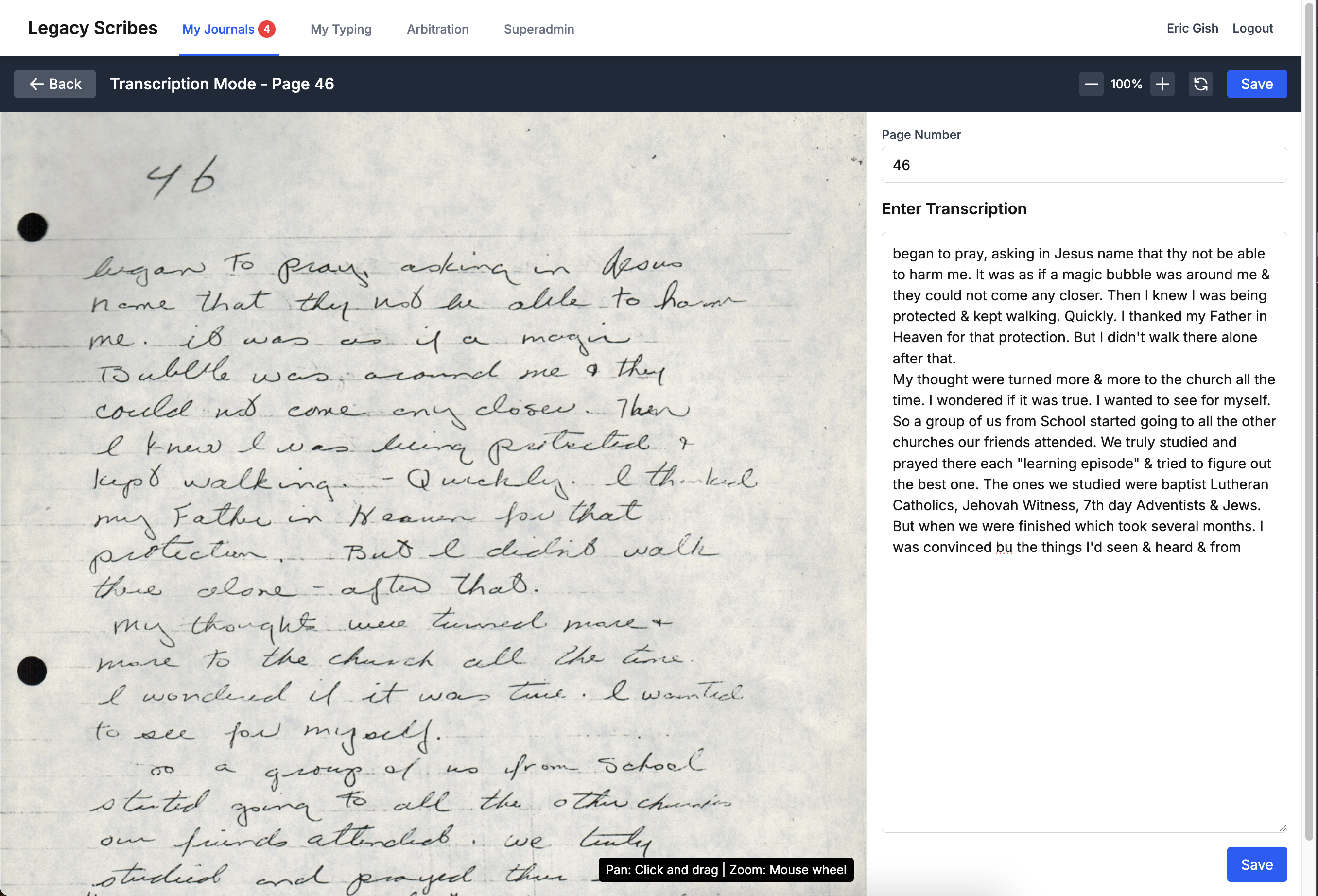 Transcription Interface